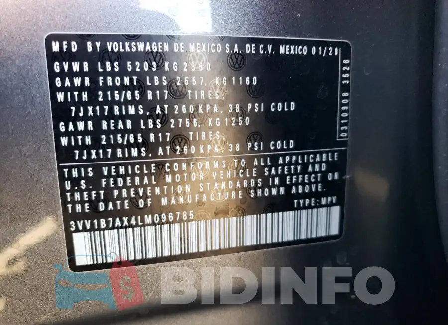 3VV1B7AX4LM096785 Photo# 13