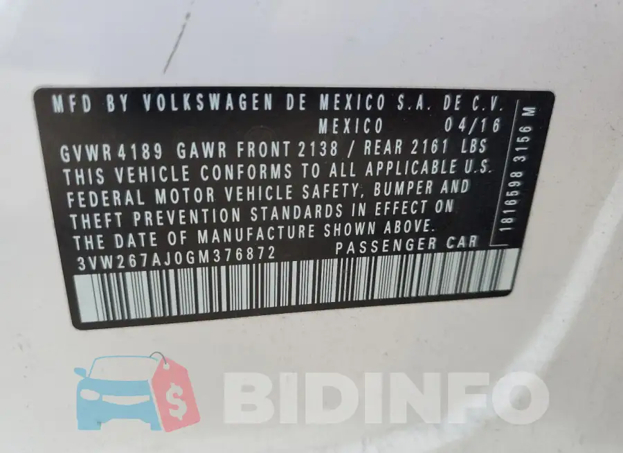 3VW267AJ0GM376872 Photo# 12