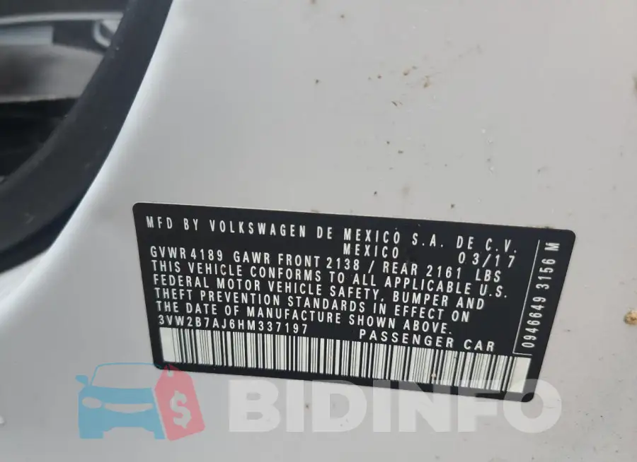 3VW2B7AJ6HM337197 Photo# 12