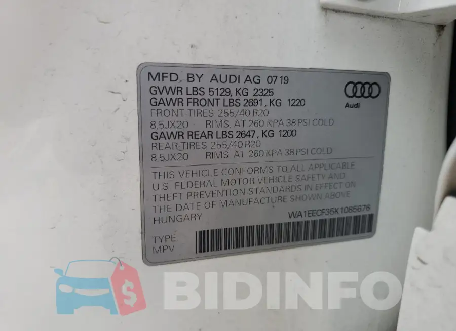WA1EECF35K1085676 Photo# 14