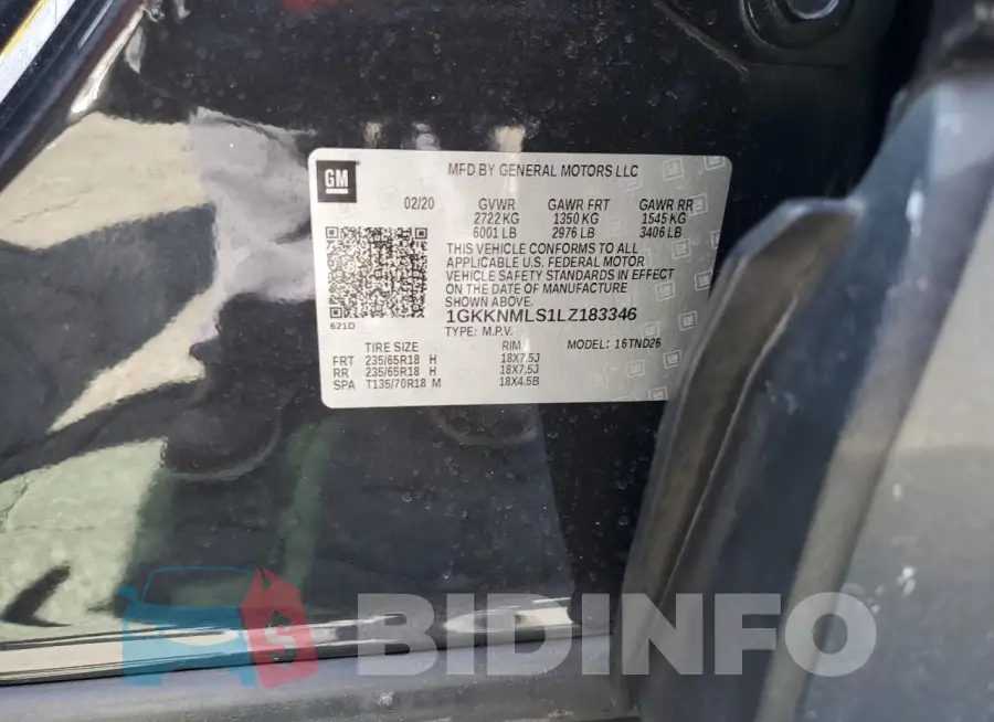 1GKKNMLS1LZ183346 Photo# 13