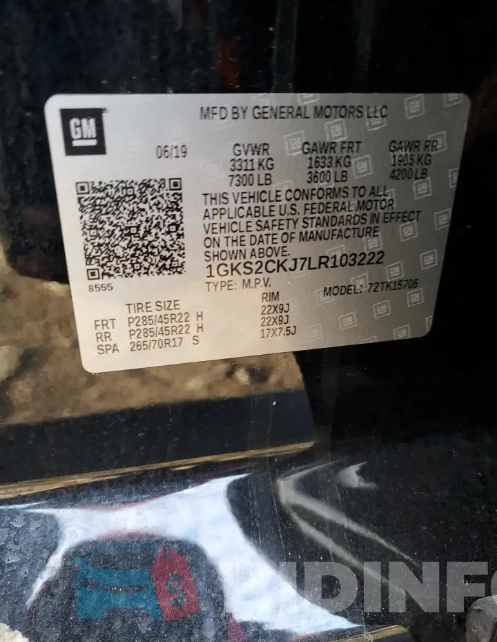 1GKS2CKJ7LR103222 Photo# 12