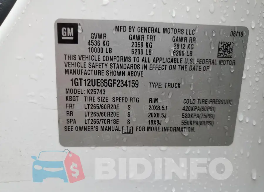 1GT12UE85GF234159 Photo# 13