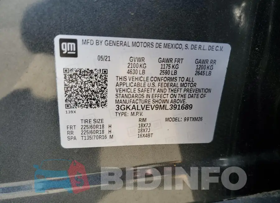 3GKALVEV9ML391689 Photo# 14