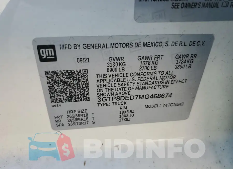 3GTP8DED7MG468674 Photo# 12