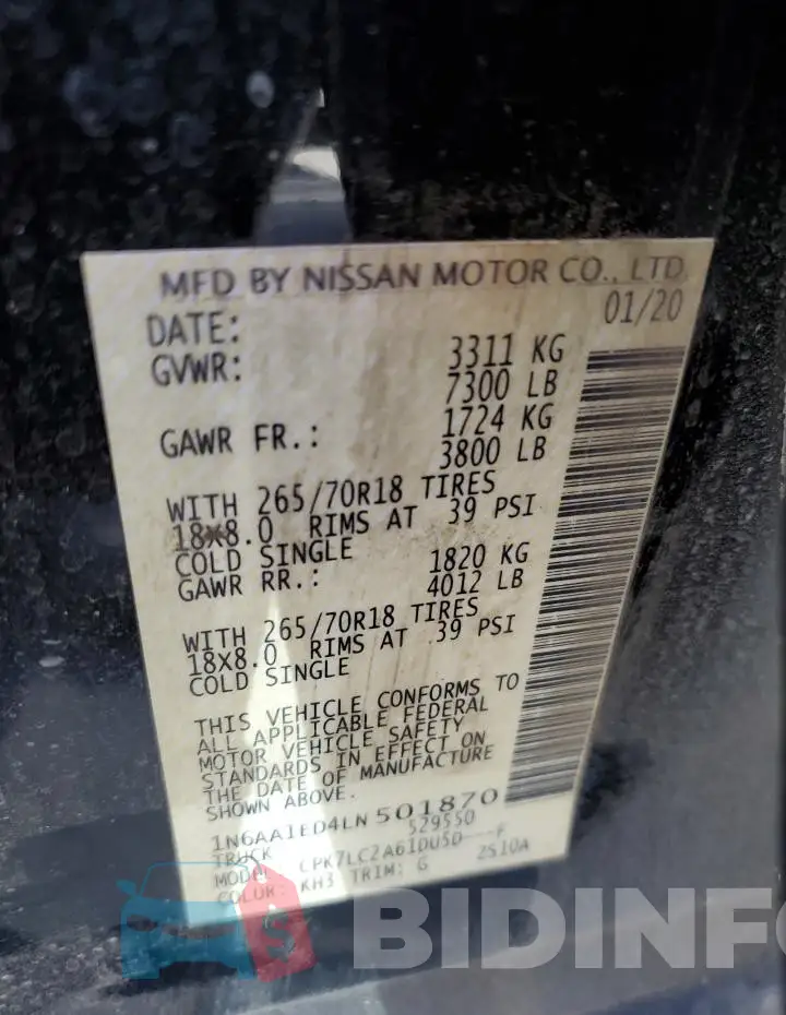 1N6AA1ED4LN501870 Photo# 12