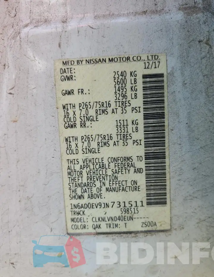 1N6AD0EV9JN731511 Photo# 12