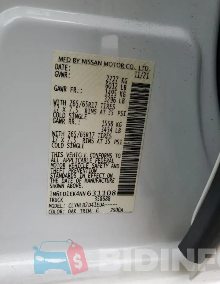 1N6ED1EK4NN631108 Photo# 12