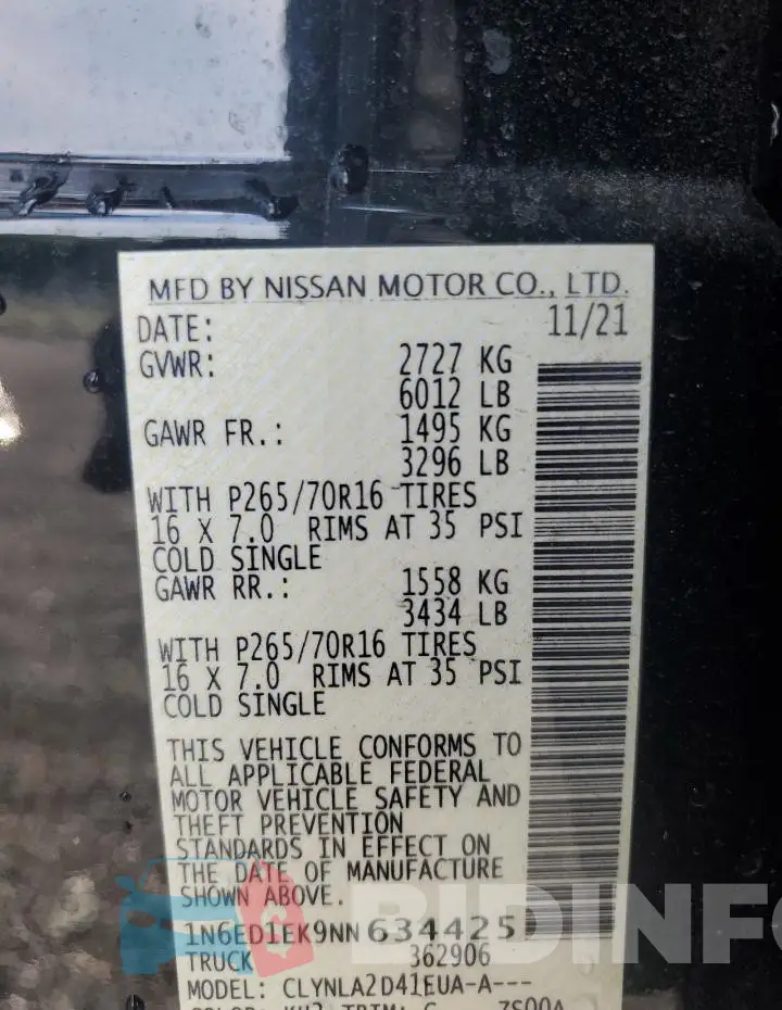 1N6ED1EK9NN634425 Photo# 12