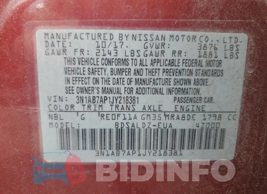 3N1AB7AP1JY218381 Photo# 12