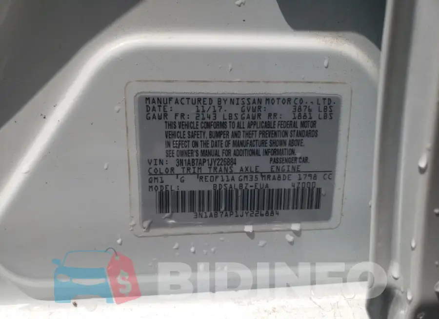 3N1AB7AP1JY226884 Photo# 12