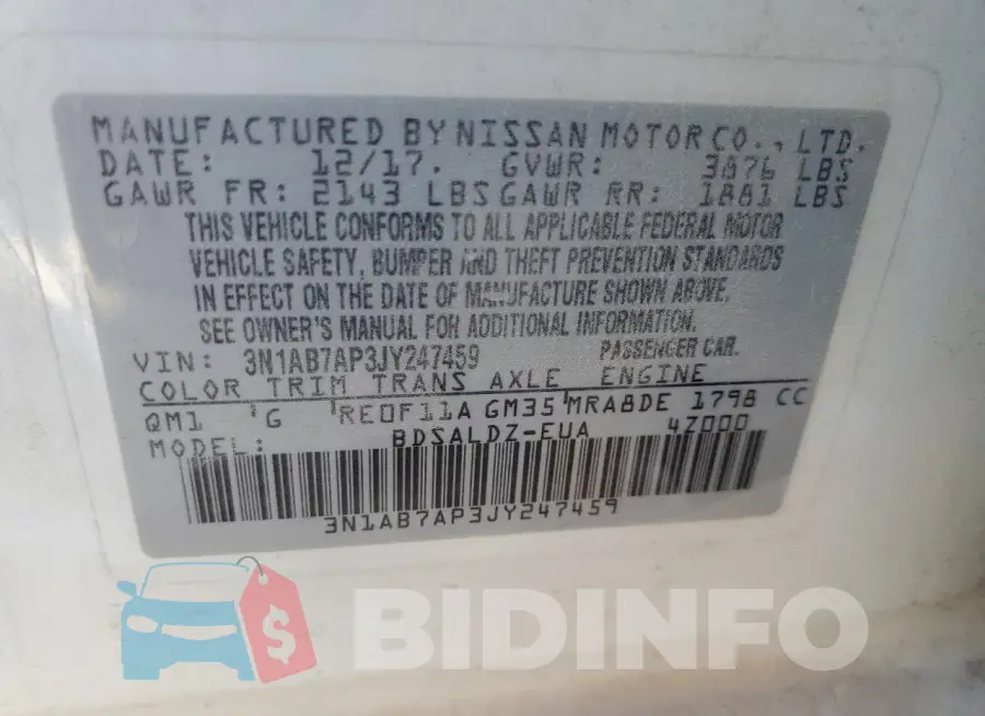 3N1AB7AP3JY247459 Photo# 12