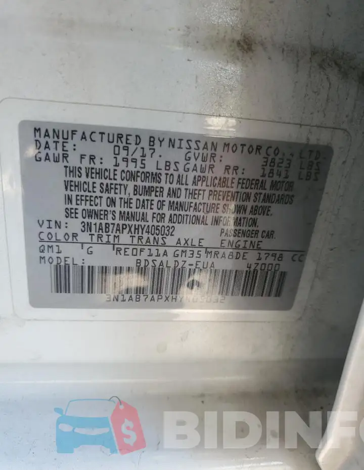 3N1AB7APXHY405032 Photo# 12