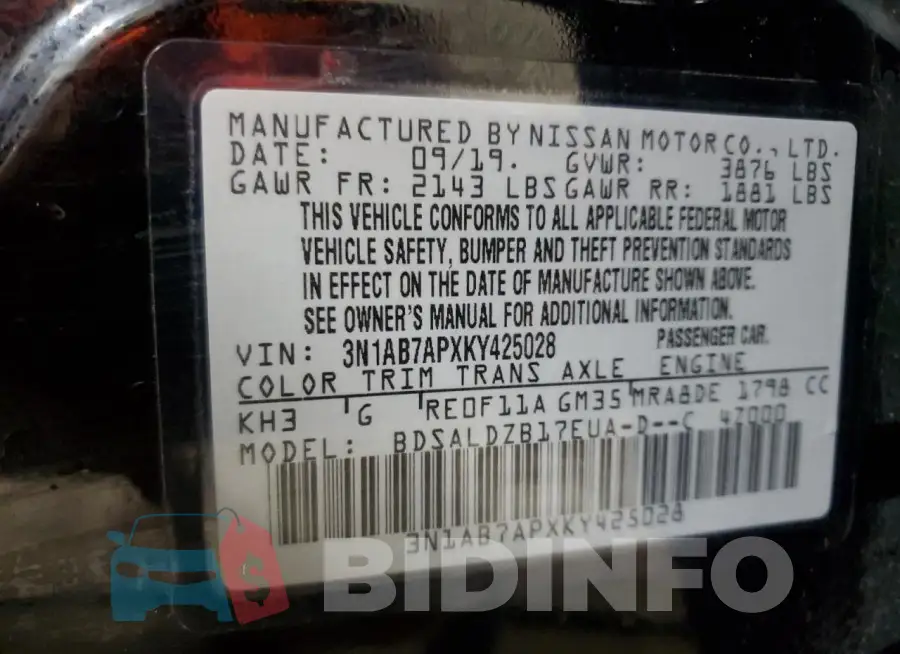3N1AB7APXKY425028 Photo# 12