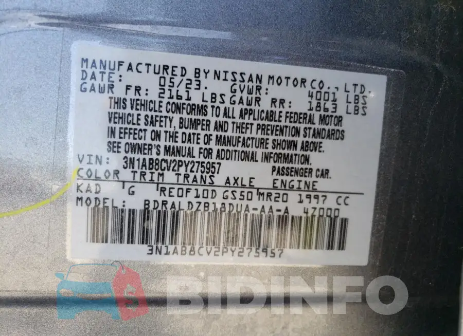 3N1AB8CV2PY275957 Photo# 12