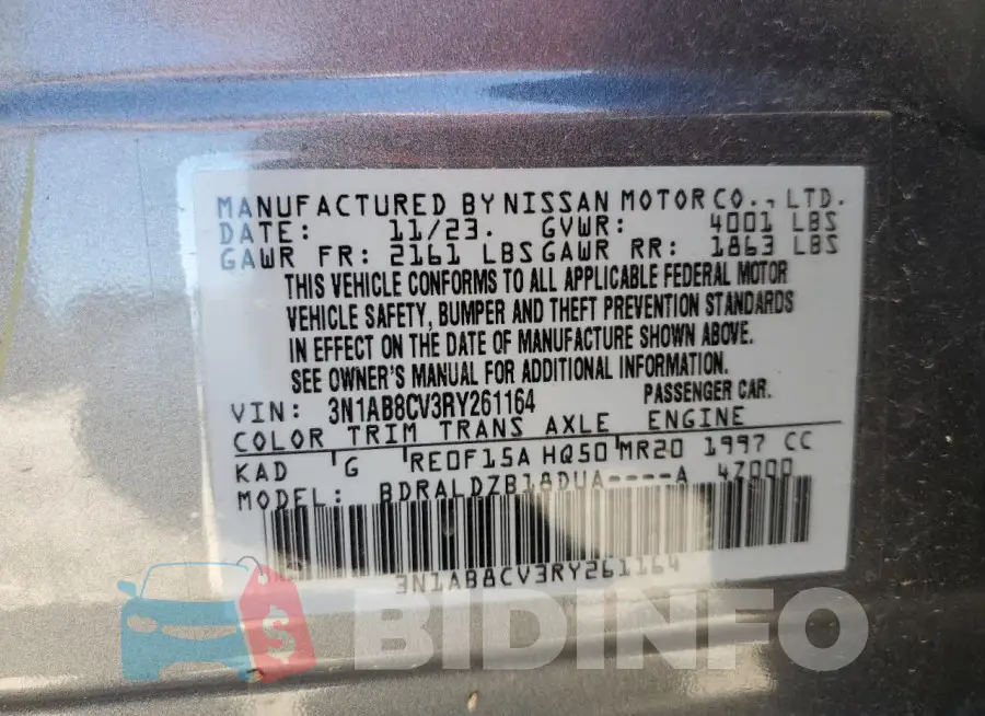 3N1AB8CV3RY261164 Photo# 12