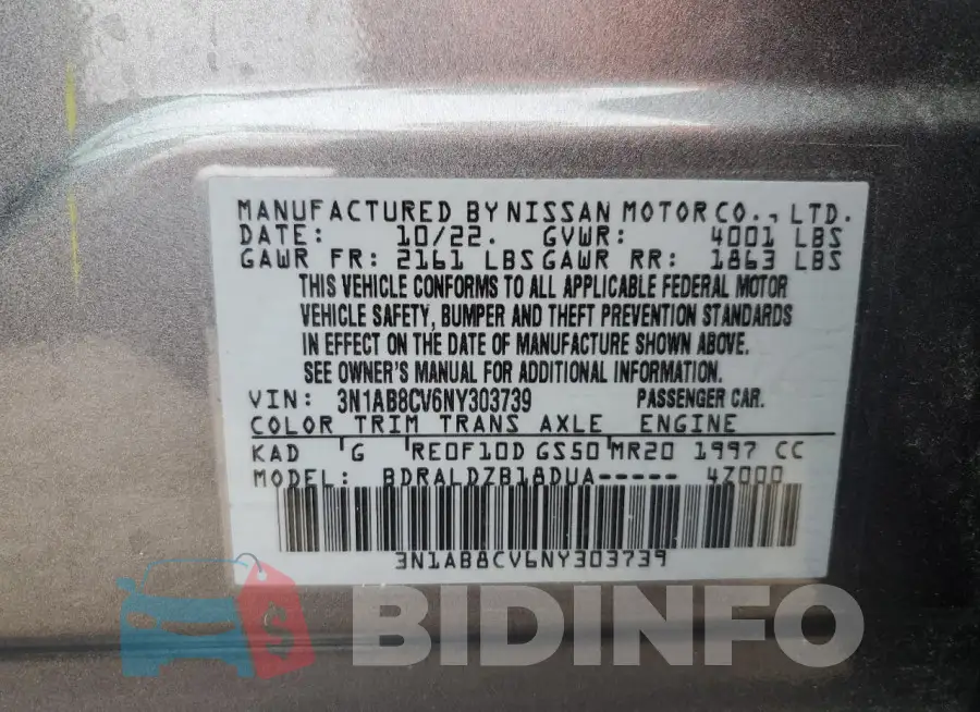 3N1AB8CV6NY303739 Photo# 12