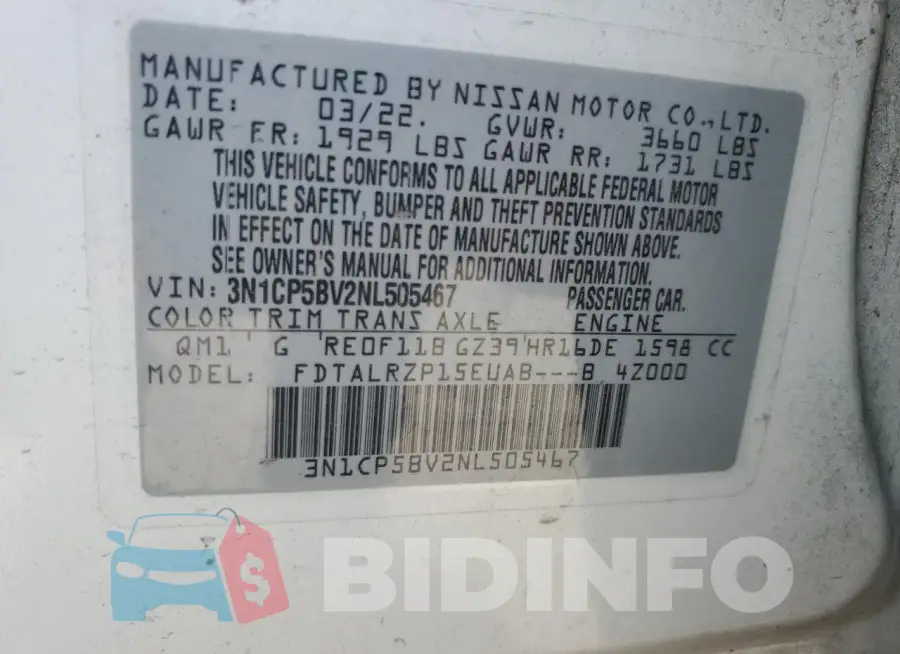 3N1CP5BV2NL505467 Photo# 12
