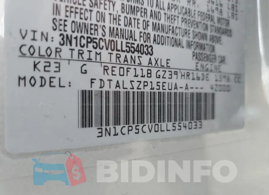 3N1CP5CV0LL554033 Photo# 12