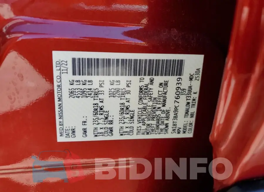 5N1BT3BA9PC760939 Photo# 13