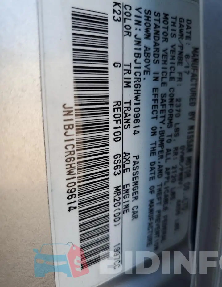 JN1BJ1CR6HW109614 Photo# 14