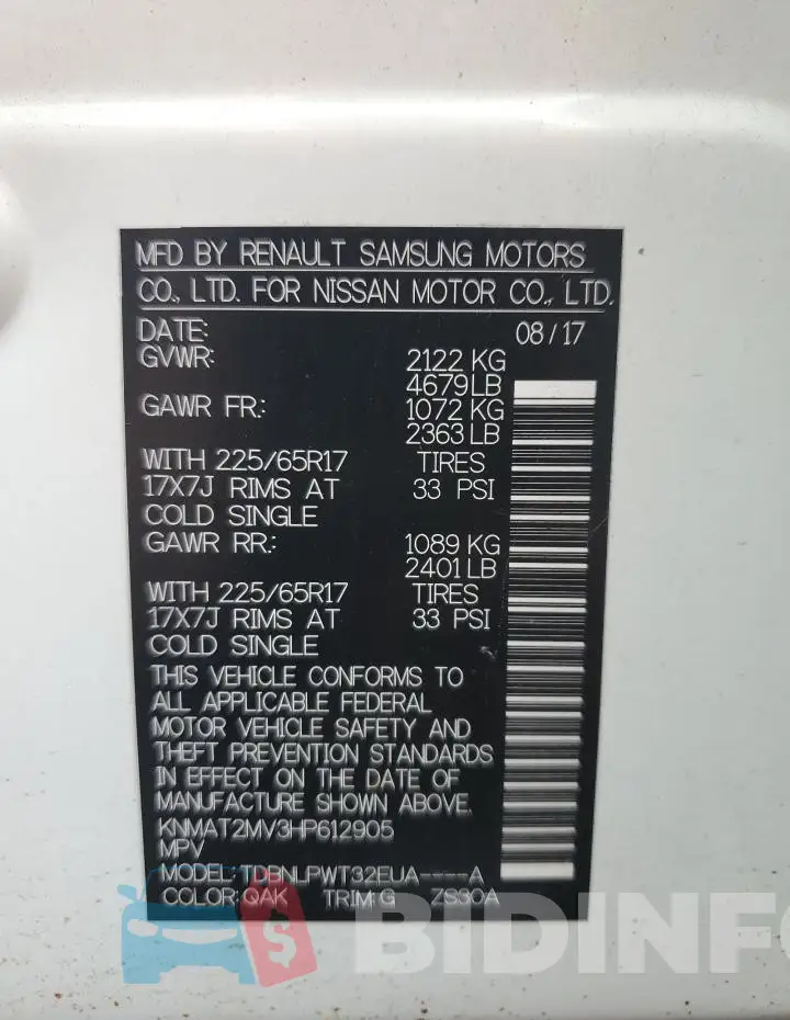 KNMAT2MV3HP612905 Photo# 13