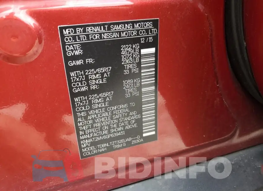 KNMAT2MV6GP639451 Photo# 14