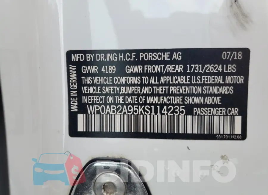 WP0AB2A95KS114235 Photo# 12