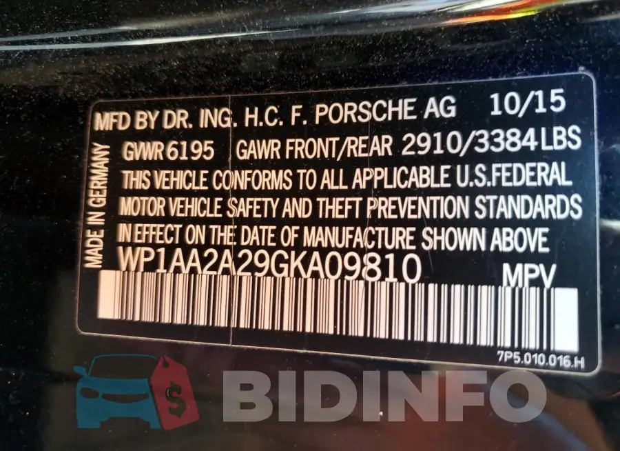 WP1AA2A29GKA09810 Photo# 13