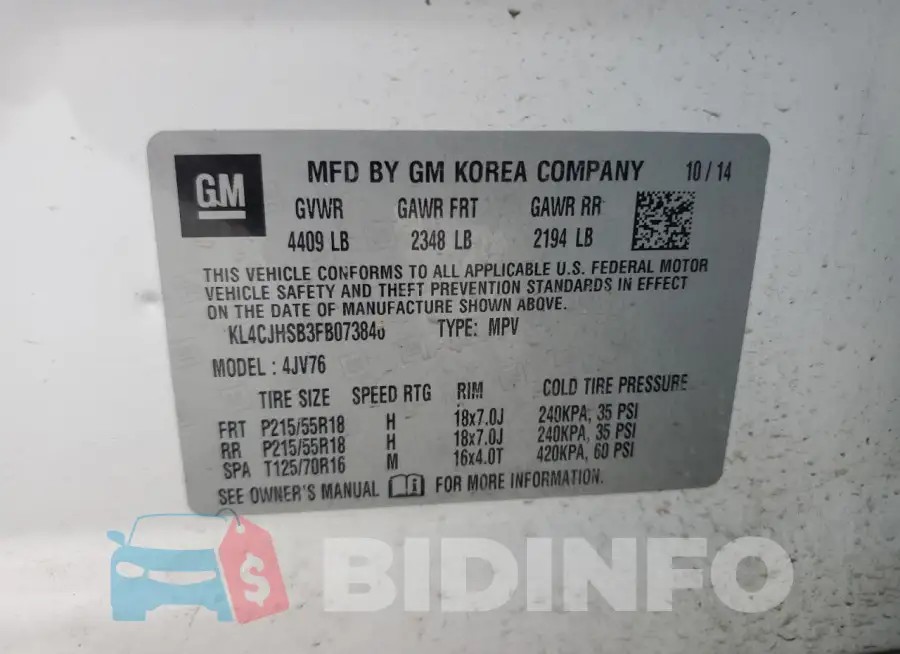 KL4CJHSB3FB073846 Photo# 13