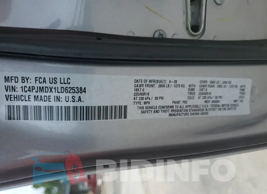 1C4PJMDX1LD625384 Photo# 12