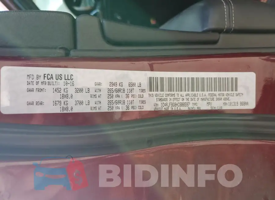 1C4RJFBG8HC688597 Photo# 12
