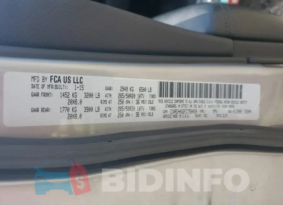 1C4RDHAG2FC750450 Photo# 14