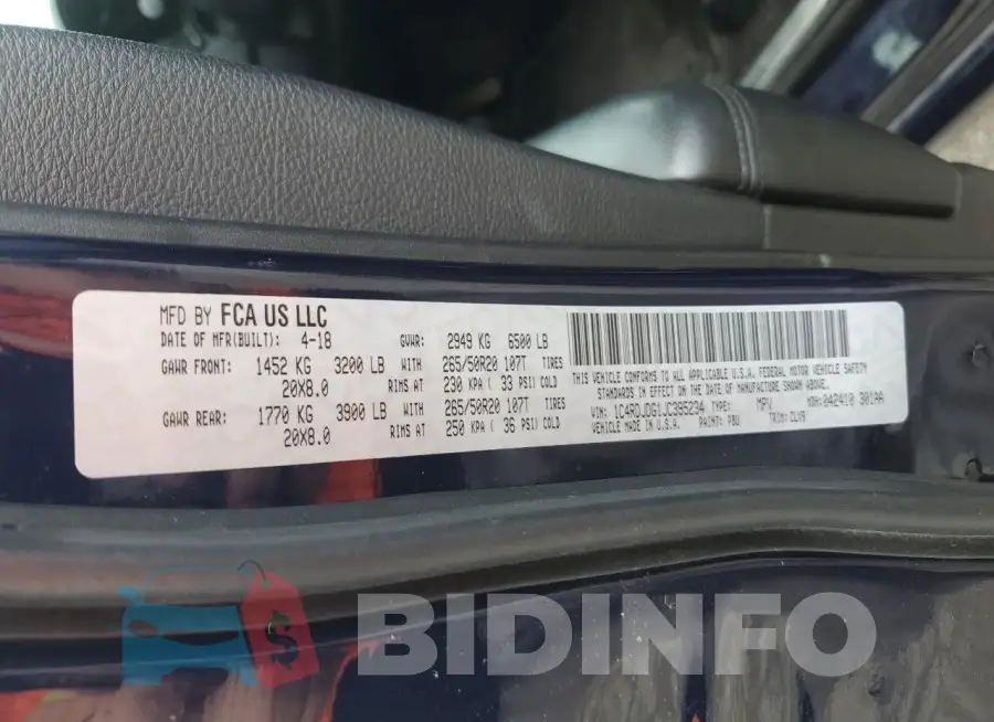 1C4RDJDG1JC395234 Photo# 13