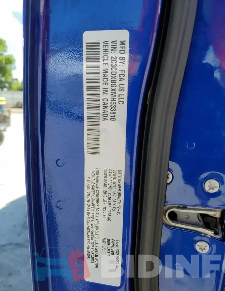 2C3CDXBGXMH533810 Photo# 13