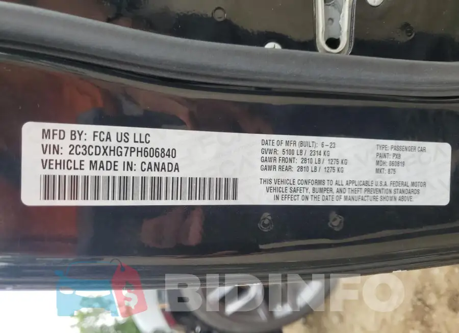 2C3CDXHG7PH606840 Photo# 12