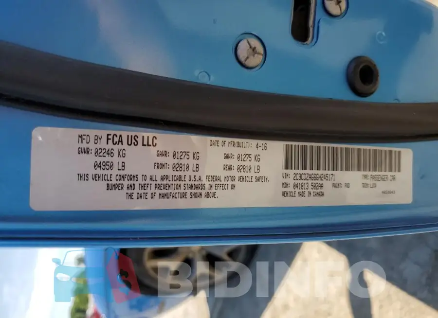 2C3CDZAG6GH245171 Photo# 12
