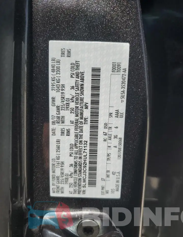 5LMCJ3C92HUL71132 Photo# 13