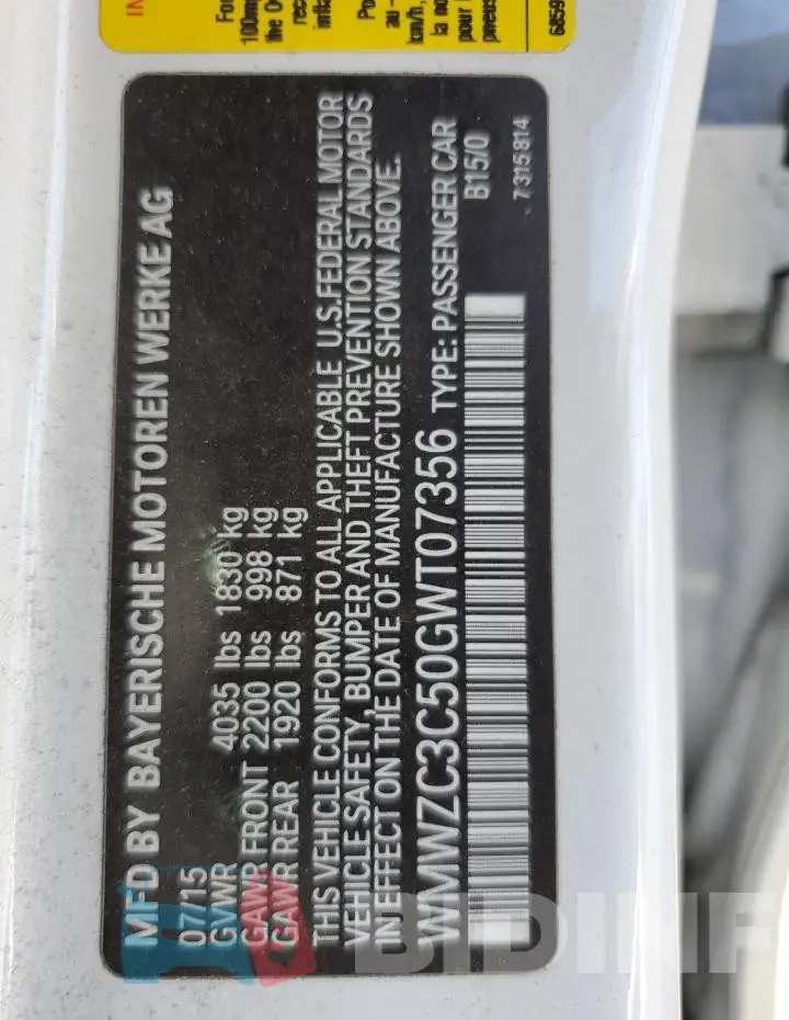 WMWZC3C50GWT07356 Photo# 12