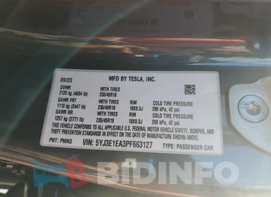 5YJ3E1EA3PF663127 Photo# 13