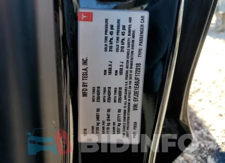 5YJ3E1EA9JF172018 Photo# 13