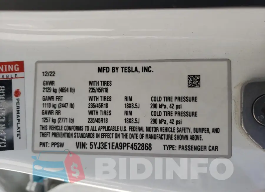 5YJ3E1EA9PF452868 Photo# 12