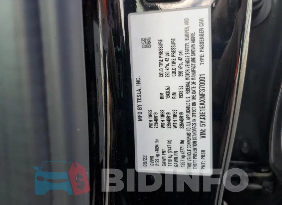 5YJ3E1EAXNF370001 Photo# 13