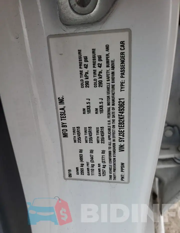 5YJ3E1EB2KF493621 Photo# 13