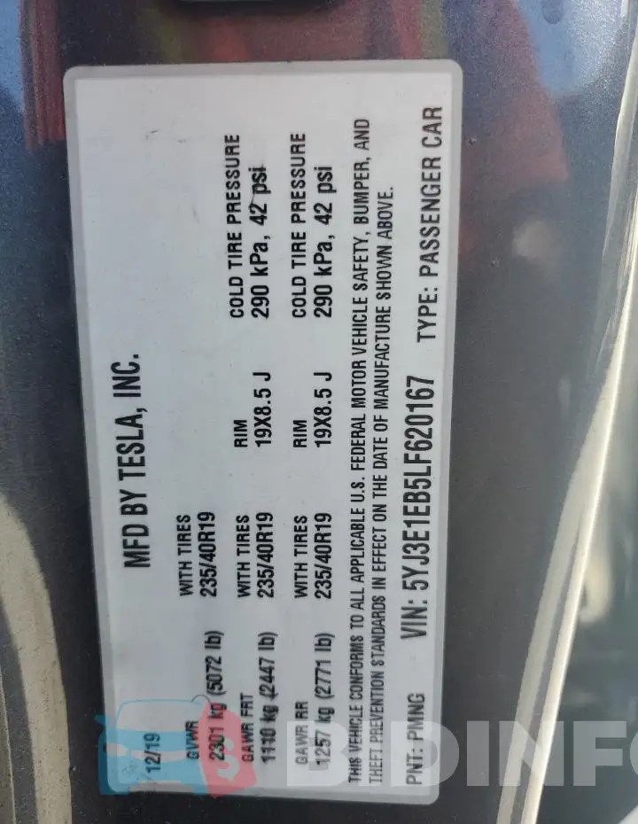 5YJ3E1EB5LF620167 Photo# 13