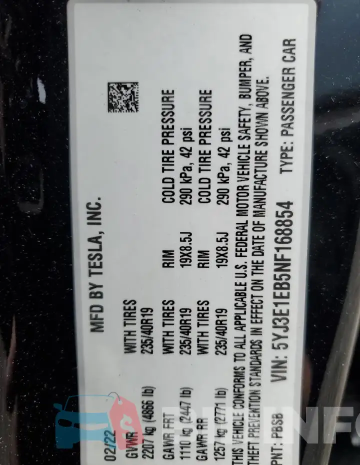 5YJ3E1EB5NF168854 Photo# 12