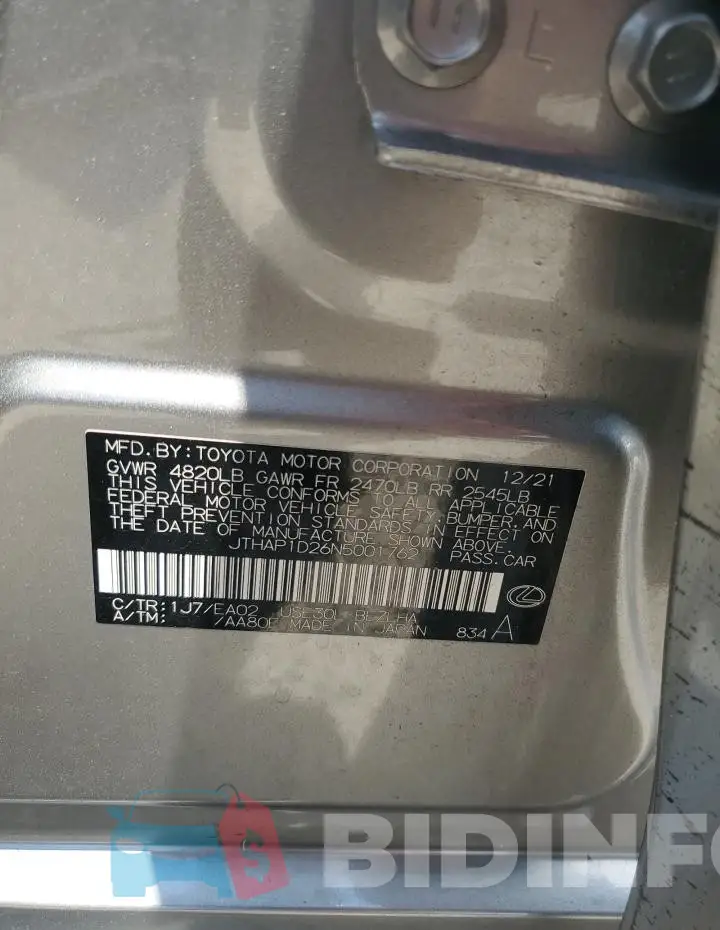 JTHAP1D26N5001762 Photo# 13