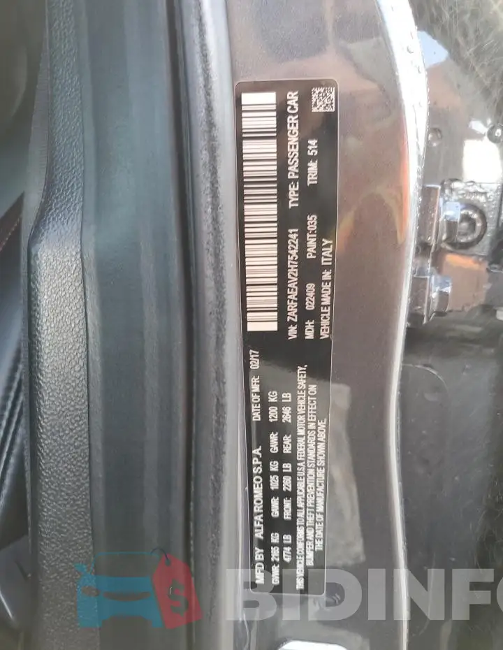 ZARFAEAV2H7542241 Photo# 12