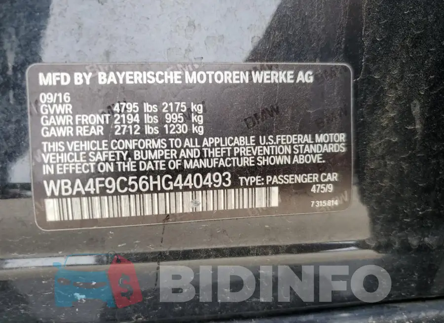 WBA4F9C56HG440493 Photo# 12