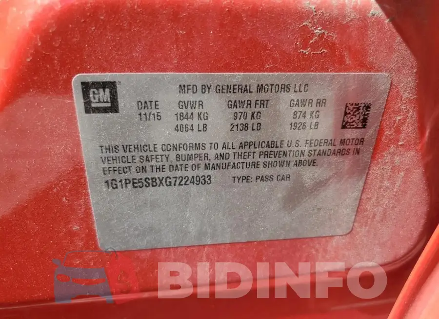1G1PE5SBXG7224933 Photo# 13